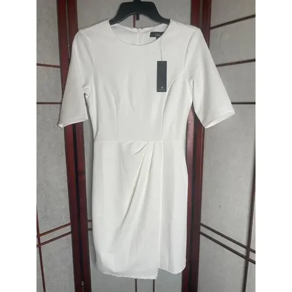 Lulus NWT White Wrap Style Tulip Mini Dress - Size Small - Picture 3 of 11